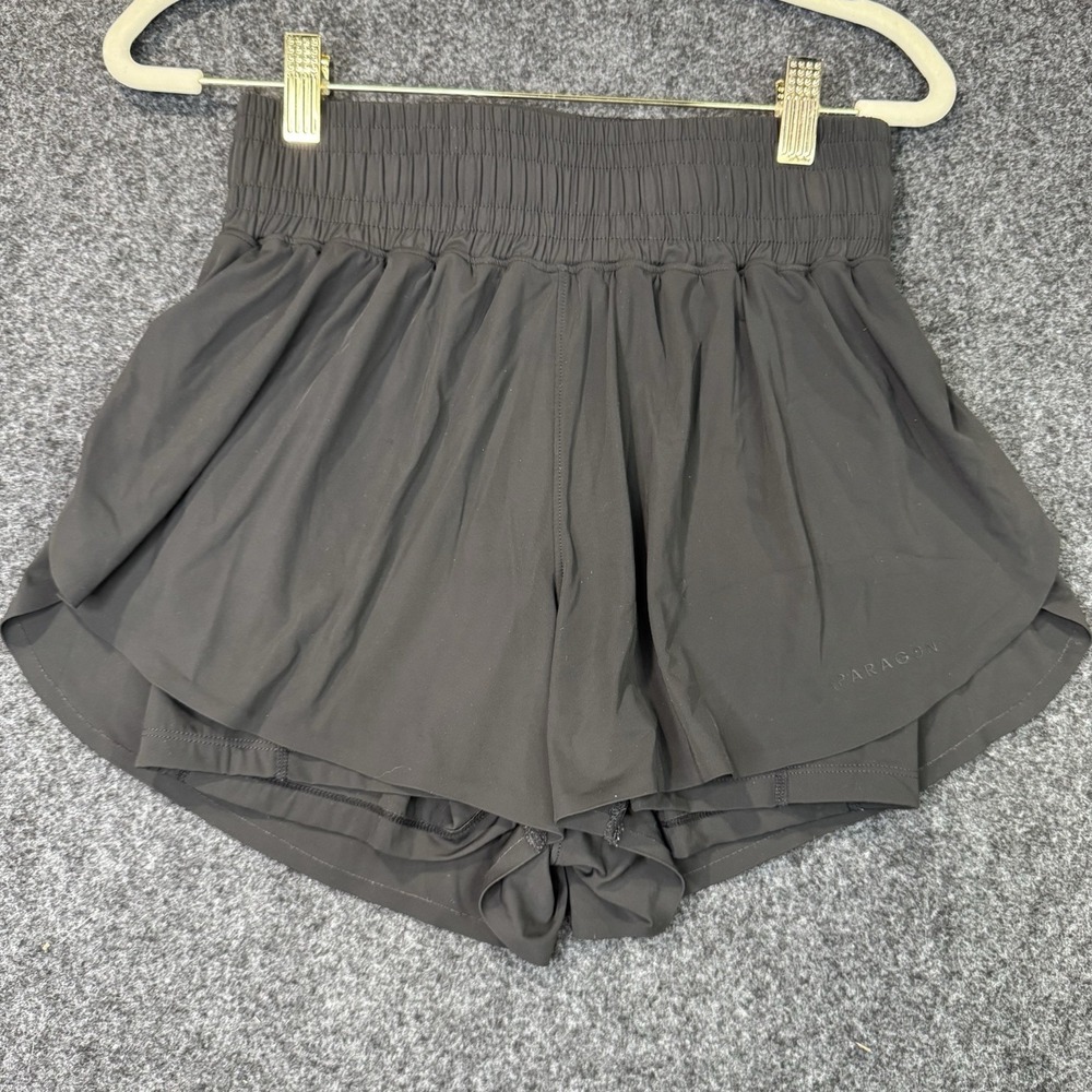 Paragon FeatherKnit Shorts Womens XS Black Smocked 2 in 1 Running